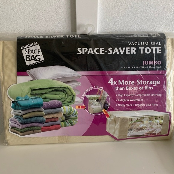 NEW Space Saver Tote Bag Vacuum Seal Storage JUMBO Size 25.5" X 19.75" X 10.5" - Picture 1 of 7